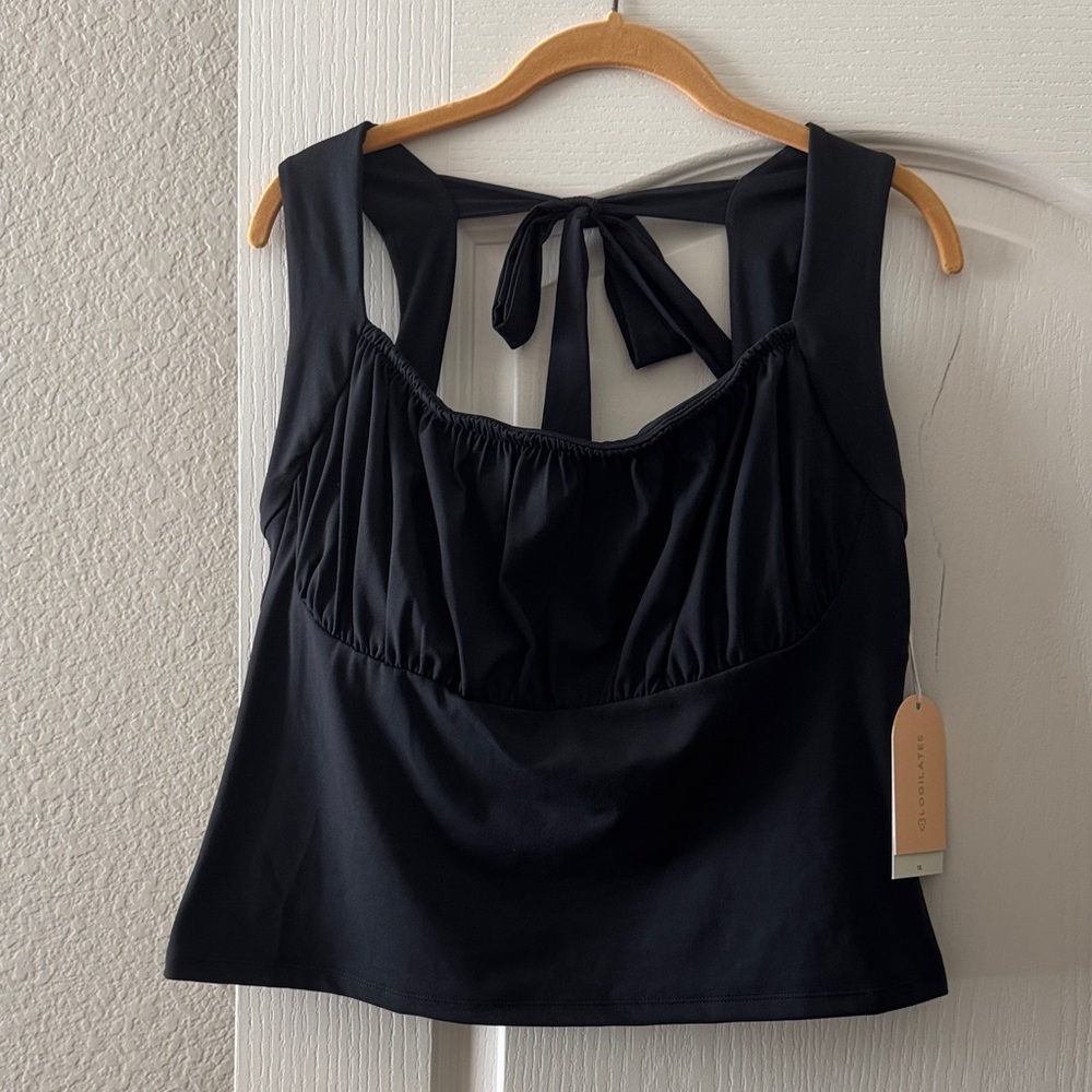 Blogilates 1X NWT Black Tie-Back Tank Top